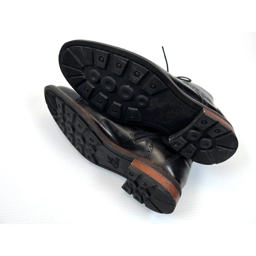 Johnson & Murphy 1850 Fullerton Cap-Toe Boots Mens 8.5 EUC Black Leather 27-1711